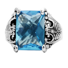 TK021 - Stainless Steel Ring High polished (no plating) Women Synthetic Sea Blue