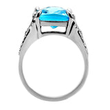 TK021 - Stainless Steel Ring High polished (no plating) Women Synthetic Sea Blue