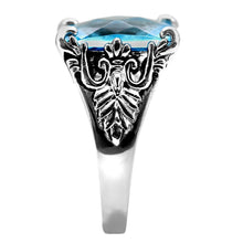 TK021 - Stainless Steel Ring High polished (no plating) Women Synthetic Sea Blue