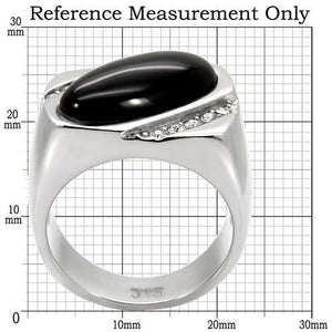 TK02214 - Stainless Steel Ring High polished (no plating) Men Semi-Precious Jet