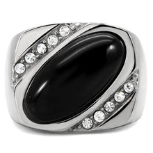 TK02214 - Stainless Steel Ring High polished (no plating) Men Semi-Precious Jet