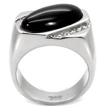 TK02214 - Stainless Steel Ring High polished (no plating) Men Semi-Precious Jet