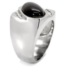 TK02214 - Stainless Steel Ring High polished (no plating) Men Semi-Precious Jet