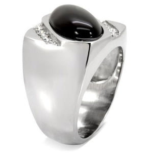 TK02214 - Stainless Steel Ring High polished (no plating) Men Semi-Precious Jet
