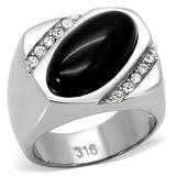 TK02214 - Stainless Steel Ring High polished (no plating) Men Semi-Precious Jet