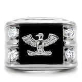 TK02221 - Stainless Steel Ring High polished (no plating) Men Semi-Precious Jet