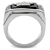 TK02221 - Stainless Steel Ring High polished (no plating) Men Semi-Precious Jet