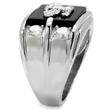 TK02221 - Stainless Steel Ring High polished (no plating) Men Semi-Precious Jet