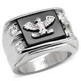 TK02221 - Stainless Steel Ring High polished (no plating) Men Semi-Precious Jet