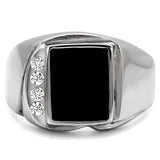 TK02225 - Stainless Steel Ring High polished (no plating) Men Semi-Precious Jet