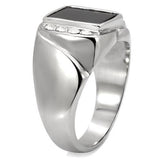 TK02225 - Stainless Steel Ring High polished (no plating) Men Semi-Precious Jet