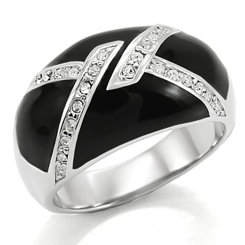 TK022 - Stainless Steel Ring High polished (no plating) Women Top Grade Crystal Clear
