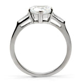 TK027 - Stainless Steel Ring High polished (no plating) Women AAA Grade CZ Clear
