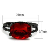 TK030J - Stainless Steel Ring IP Black(Ion Plating) Women Synthetic Siam