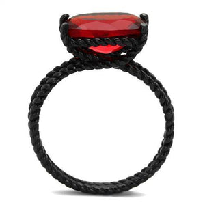 TK030J - Stainless Steel Ring IP Black(Ion Plating) Women Synthetic Siam
