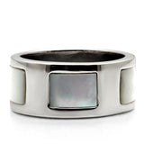 TK043 - Stainless Steel Ring High polished (no plating) Women Precious Stone White