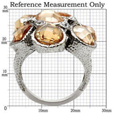 TK044 - Stainless Steel Ring High polished (no plating) Women AAA Grade CZ Champagne