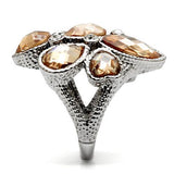 TK044 - Stainless Steel Ring High polished (no plating) Women AAA Grade CZ Champagne