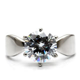 TK046 - Stainless Steel Ring High polished (no plating) Women AAA Grade CZ Clear