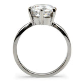 TK046 - Stainless Steel Ring High polished (no plating) Women AAA Grade CZ Clear