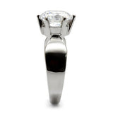 TK046 - Stainless Steel Ring High polished (no plating) Women AAA Grade CZ Clear