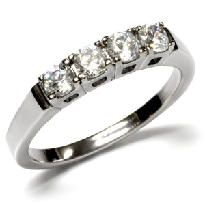 TK047 - Stainless Steel Ring High polished (no plating) Women AAA Grade CZ Clear