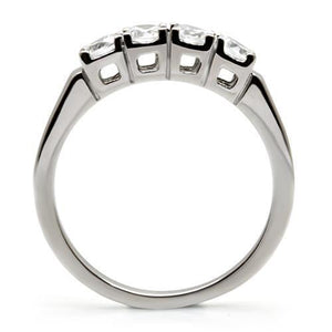 TK047 - Stainless Steel Ring High polished (no plating) Women AAA Grade CZ Clear