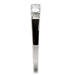 TK047 - Stainless Steel Ring High polished (no plating) Women AAA Grade CZ Clear