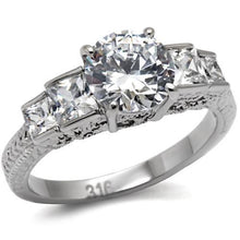 TK057 - Stainless Steel Ring High polished (no plating) Women AAA Grade CZ Clear