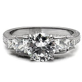 TK057 - Stainless Steel Ring High polished (no plating) Women AAA Grade CZ Clear