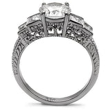 TK057 - Stainless Steel Ring High polished (no plating) Women AAA Grade CZ Clear