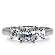 TK058 - Stainless Steel Ring High polished (no plating) Women AAA Grade CZ Clear