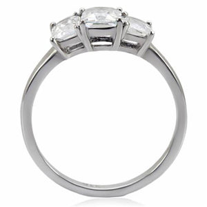 TK058 - Stainless Steel Ring High polished (no plating) Women AAA Grade CZ Clear
