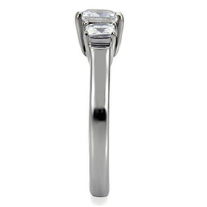 TK058 - Stainless Steel Ring High polished (no plating) Women AAA Grade CZ Clear