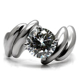 TK060 - Stainless Steel Ring High polished (no plating) Women AAA Grade CZ Clear