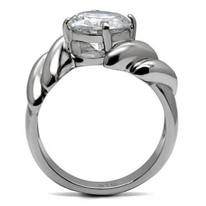 TK060 - Stainless Steel Ring High polished (no plating) Women AAA Grade CZ Clear