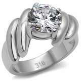 TK060 - Stainless Steel Ring High polished (no plating) Women AAA Grade CZ Clear