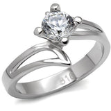 TK063 - Stainless Steel Ring High polished (no plating) Women AAA Grade CZ Clear