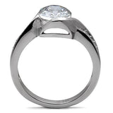 TK064 - Stainless Steel Ring High polished (no plating) Women AAA Grade CZ Clear