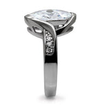 TK064 - Stainless Steel Ring High polished (no plating) Women AAA Grade CZ Clear