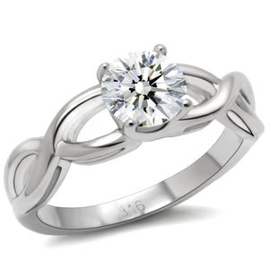 TK065 - Stainless Steel Ring High polished (no plating) Women AAA Grade CZ Clear