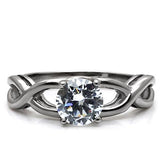 TK065 - Stainless Steel Ring High polished (no plating) Women AAA Grade CZ Clear