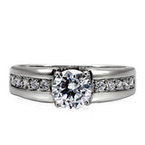 TK068 - Stainless Steel Ring High polished (no plating) Women AAA Grade CZ Clear
