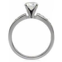 TK068 - Stainless Steel Ring High polished (no plating) Women AAA Grade CZ Clear