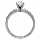 TK068 - Stainless Steel Ring High polished (no plating) Women AAA Grade CZ Clear
