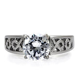 TK069 - Stainless Steel Ring High polished (no plating) Women AAA Grade CZ Clear