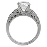 TK069 - Stainless Steel Ring High polished (no plating) Women AAA Grade CZ Clear