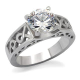 TK069 - Stainless Steel Ring High polished (no plating) Women AAA Grade CZ Clear