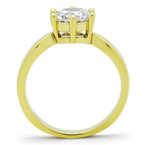 TK071G - Stainless Steel Ring IP Gold(Ion Plating) Women AAA Grade CZ Clear