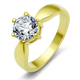 TK071G - Stainless Steel Ring IP Gold(Ion Plating) Women AAA Grade CZ Clear